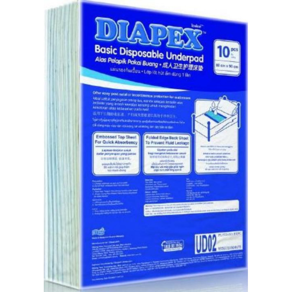 Diapex Basic Disposable Underpad (60cm x 90cm x 10 Pcs)