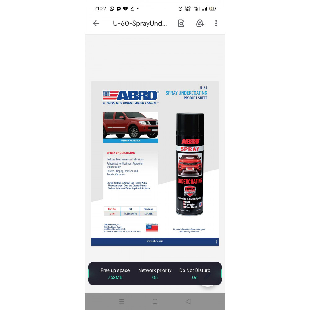 ABRO UnderCoating Spray 16.25oz 461g