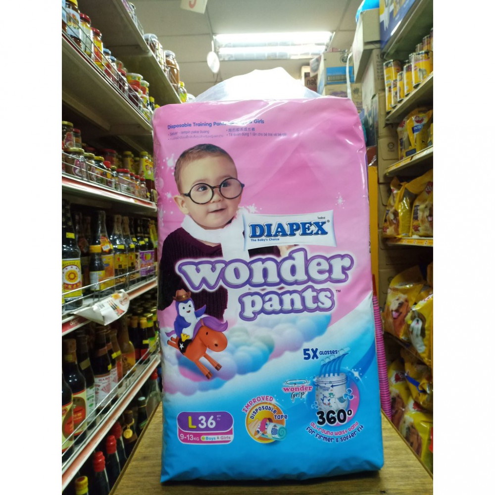 Diapex Wonder Pants L 36PCS 9-13kg Boys and Girls Diapex Wonder Pants L 36PCS 9-13kg Boys and Girls