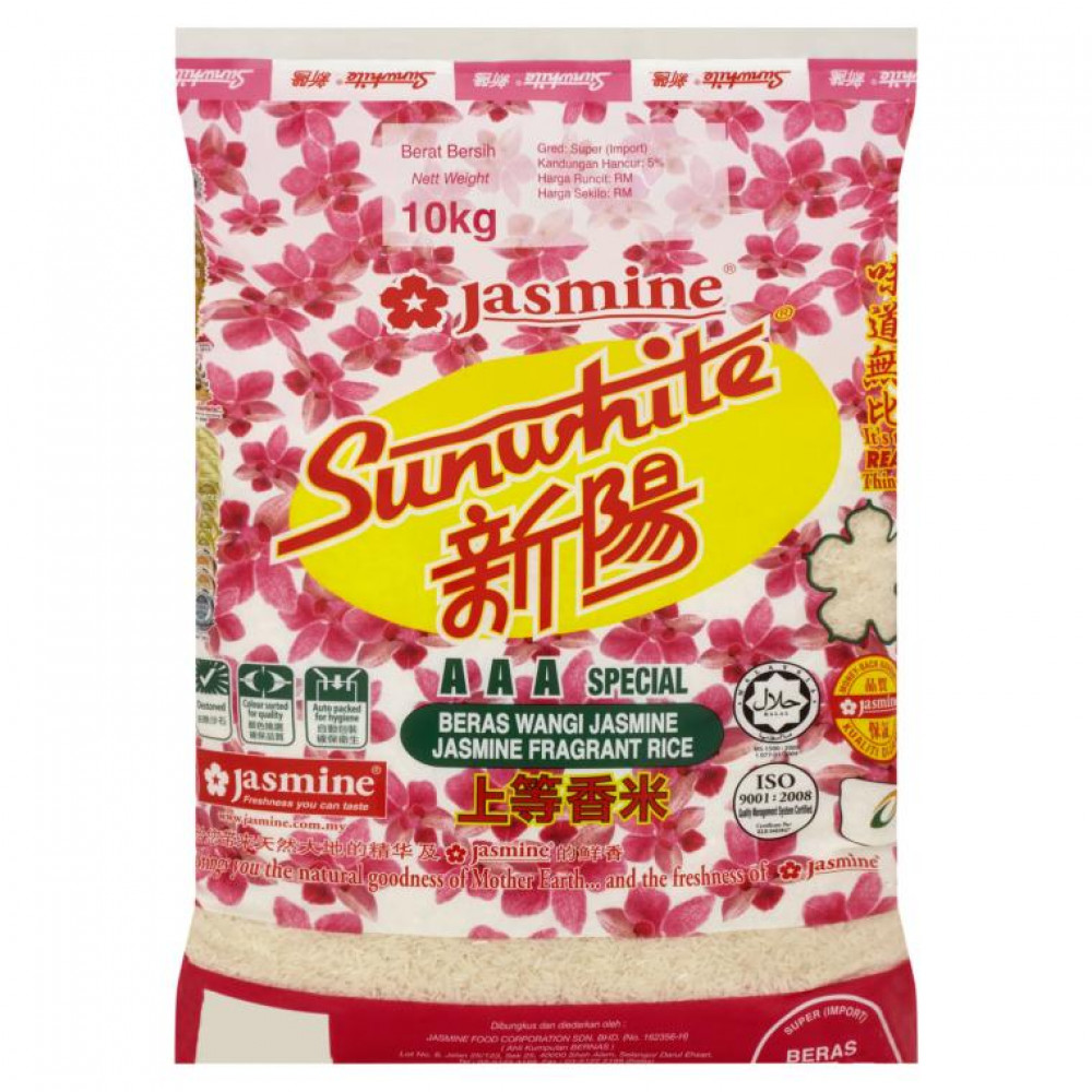 Jasmine Sunwhite AAA Special Fragrant Rice 10kg Jasmine Sunwhite AAA Special Fragrant Rice 10kg