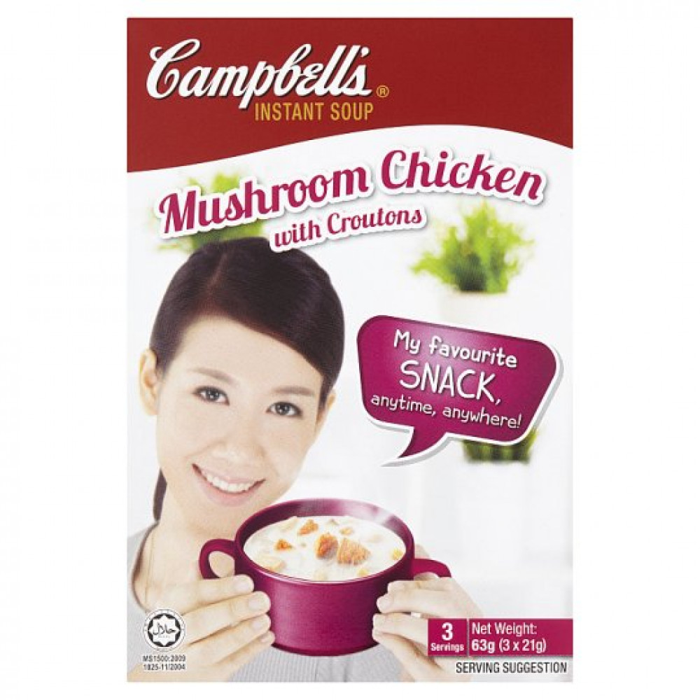 Campbell's Instant Soup Mushroom Chicken with Croutons 3 x 21g (63g) Campbell's Instant Soup Mushroom Chicken with Croutons 3 x 21g (63g)