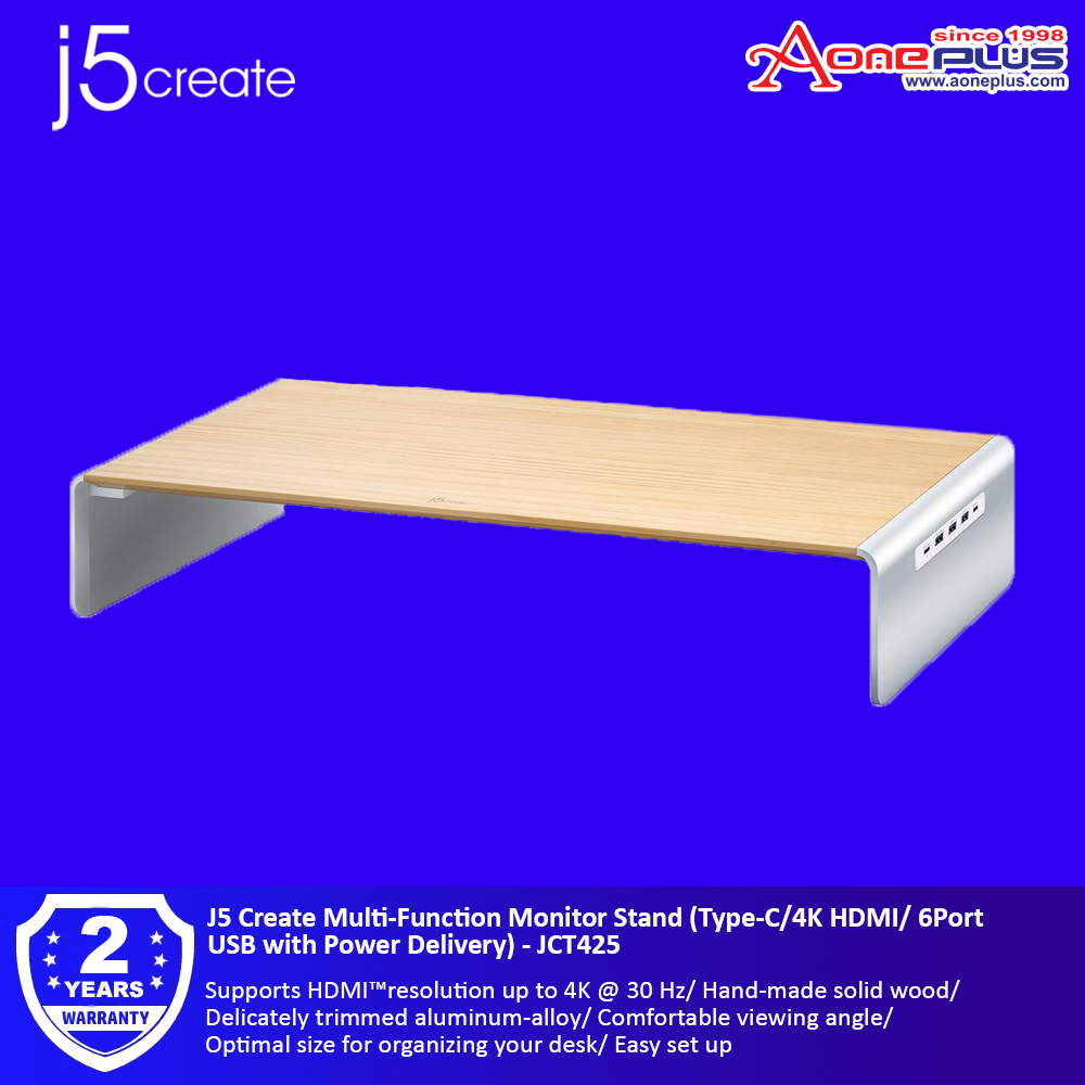 J5 Create Multi-Function Monitor Stand (Type-C/4K HDMI/ 6Port USB with Power Delivery) - JCT425