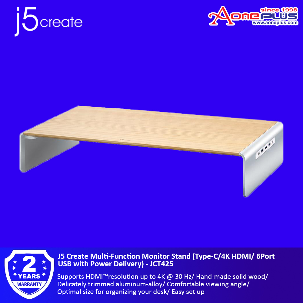 J5 Create Multi-Function Monitor Stand (Type-C/4K HDMI/ 6Port USB with Power Delivery) - JCT425 J5 Create Multi-Function Monitor Stand (Type-C/4K HDMI/ 6Port USB with Power Delivery) - JCT425