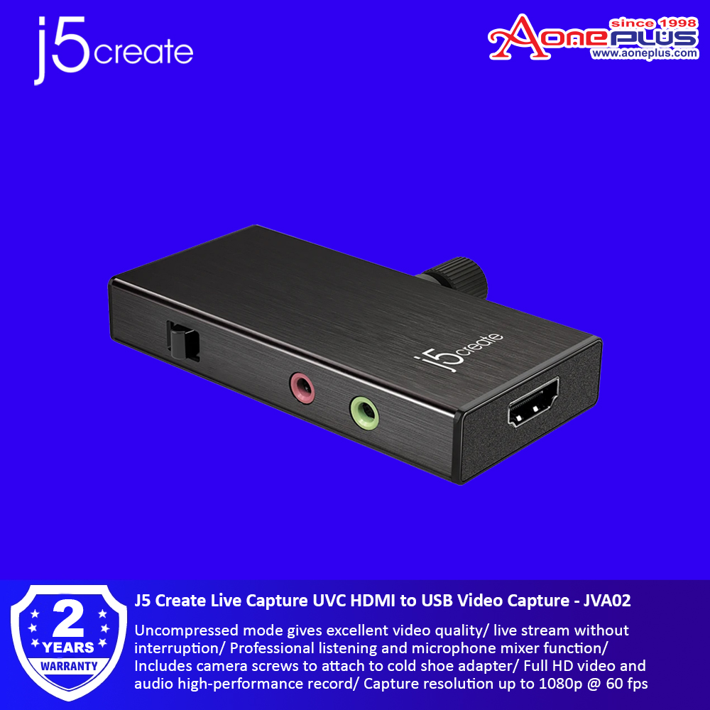 J5 Create Live Capture UVC HDMI to USB Video Capture - JVA02