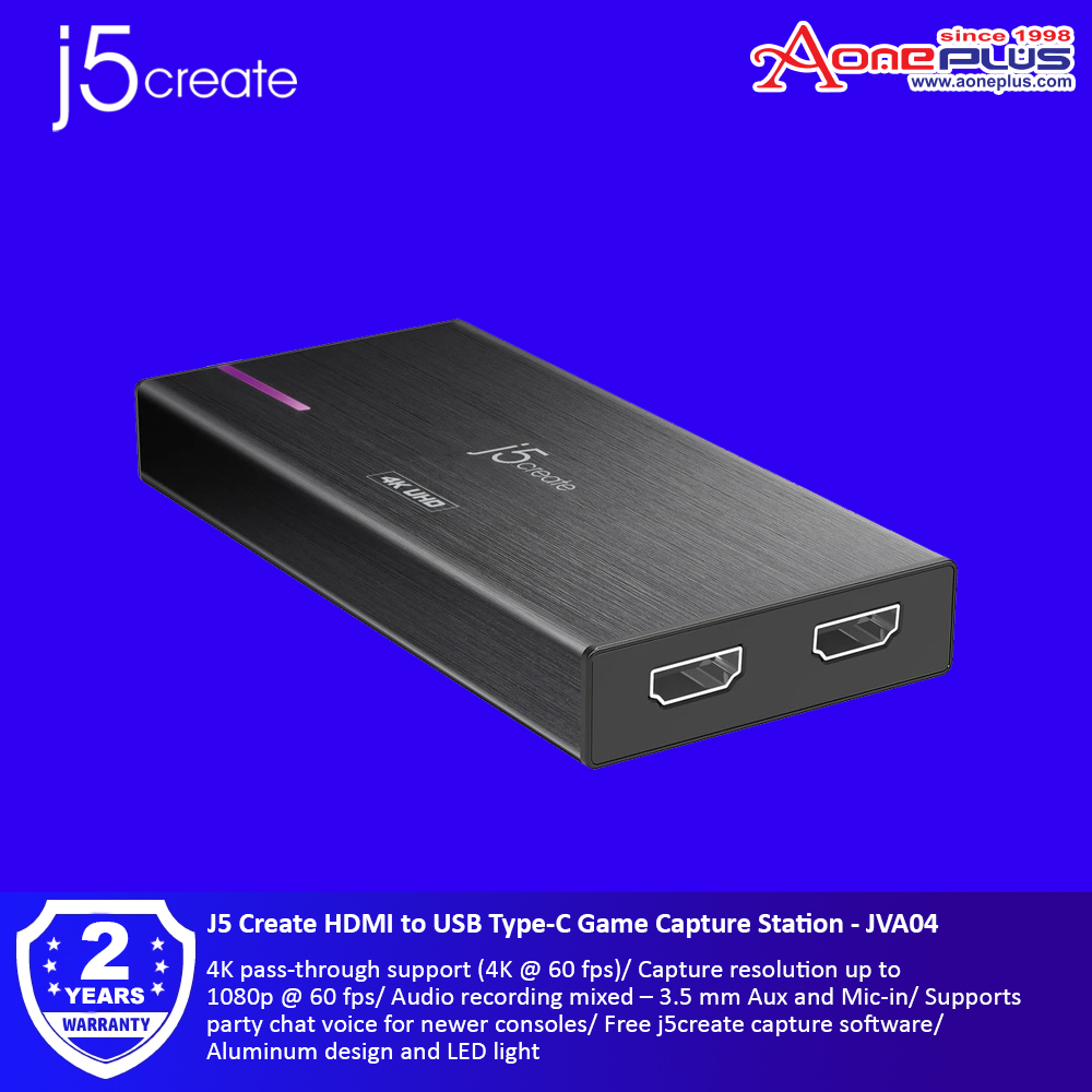 J5 Create HDMI to USB Type-C Game Capture Station - JVA04 J5 Create HDMI to USB Type-C Game Capture Station - JVA04