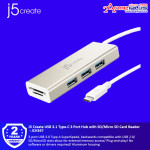J5 Create USB 3.1 Type-C 3 Port Hub with SD/Micro SD Card Reader - JCH347