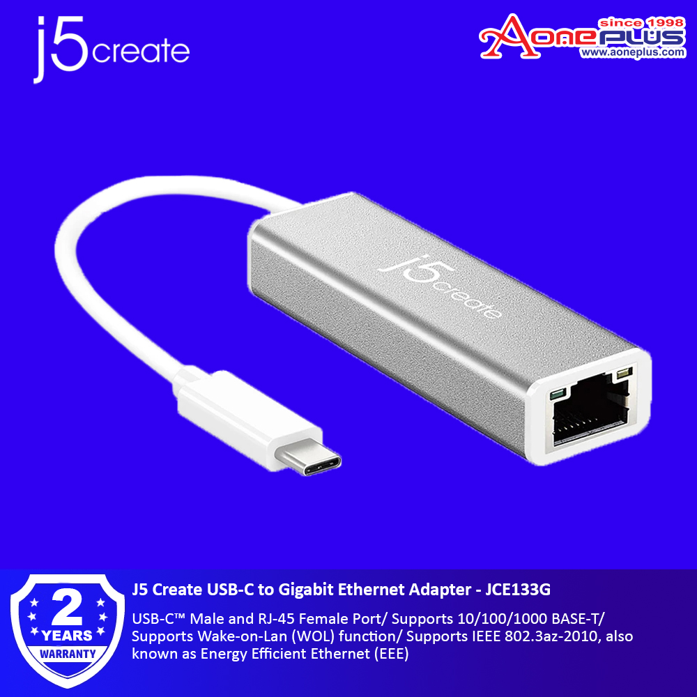 JCE133G USB-C™ to Gigabit Ethernet Adapter