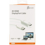 J5 Create 1.8M DisplayPort to 4K HDMI Cable - JDC158