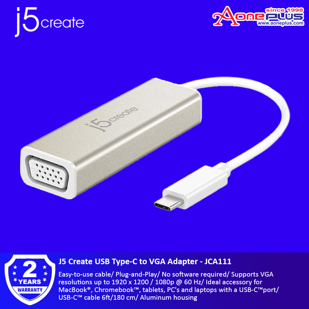 J5 Create USB Type-C to VGA Adapter - JCA111 J5 Create USB Type-C to VGA Adapter - JCA111