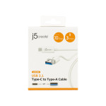 J5 Create USB3.1 Type-C to Type-A Cable / White - JUCX06