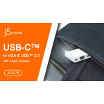 J5 Create Type-C to VGA & USB3.0 Hub with Power Delivery 2.0 - JCA378