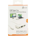 J5 Create Type-C to VGA & USB3.0 Hub with Power Delivery 2.0 - JCA378