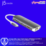 J5 Create USB3.1 Type-C Multi Adapter (HDMI/Ethernet/USB3.1/Hub/ PD2.0/ SD & Micro SD Card Reader) - JCD383