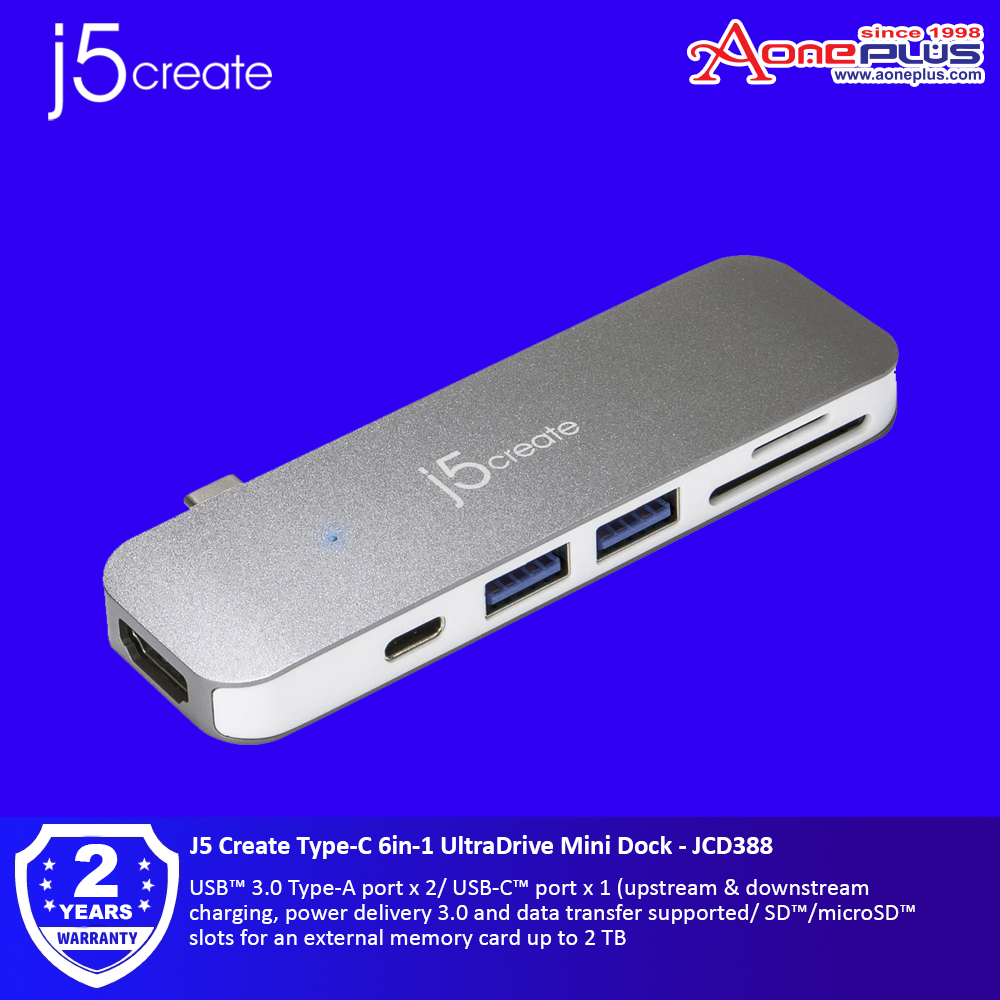 1 x J5 Create Type-C 6in-1 UltraDrive Mini Dock - JCD388
