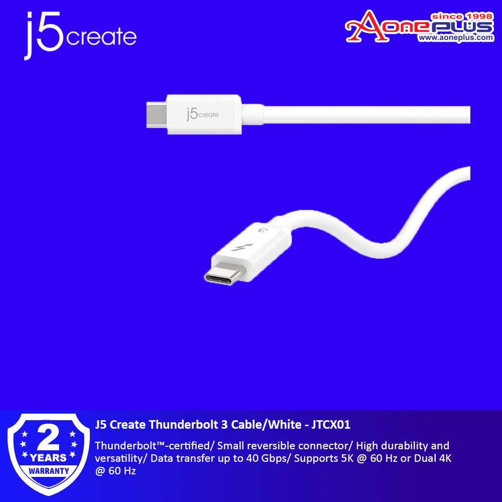 J5 Create Thunderbolt 3 Cable/White - JTCX01 J5 Create Thunderbolt 3 Cable/White - JTCX01