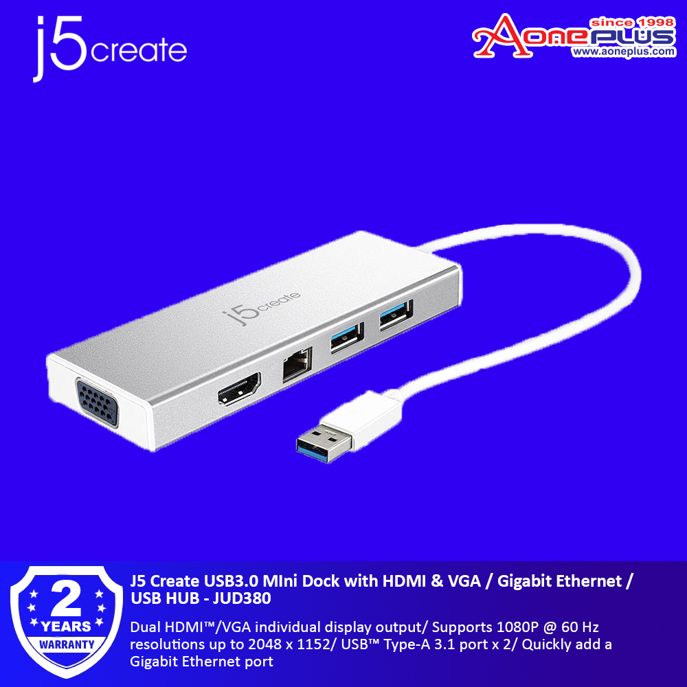 J5 Create USB3.0 MIni Dock with HDMI & VGA / Gigabit / USB HUB