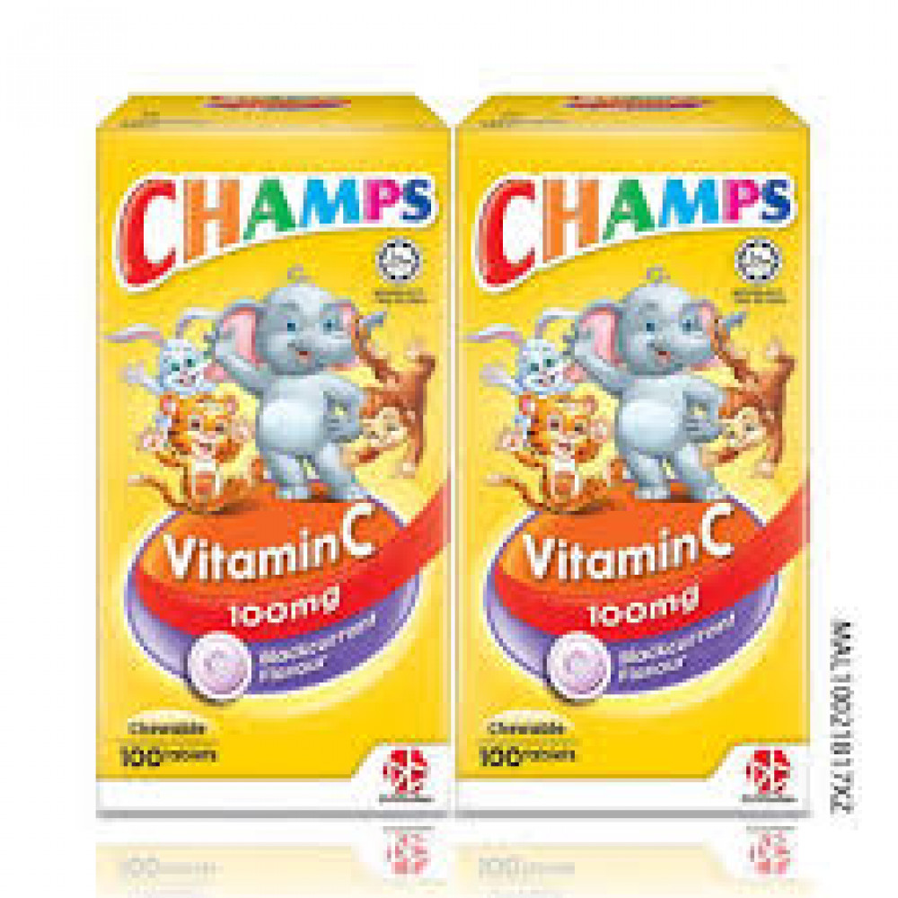 CHAMPS C 100MG BLACKCURRANT 100'Sx2