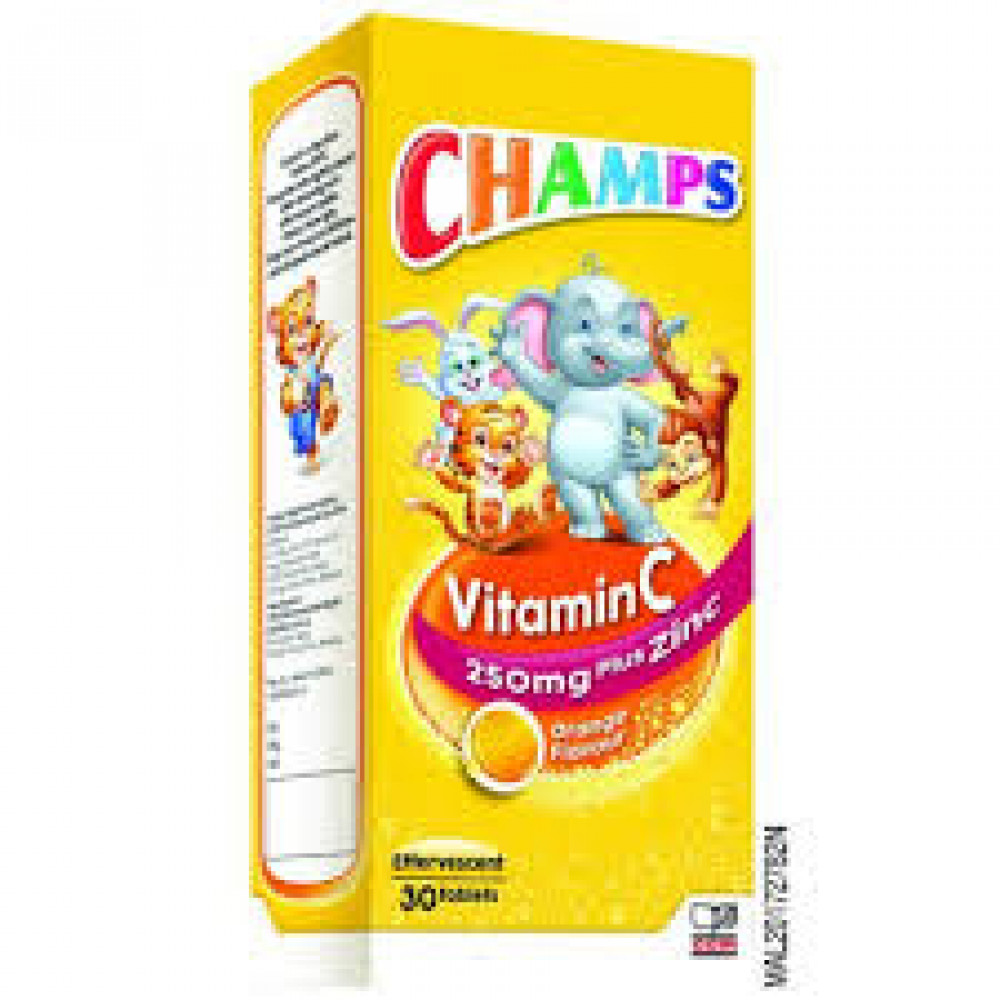 CHAMPS Vitamin C Plus Zinc Effervescent (250mg x 30's)