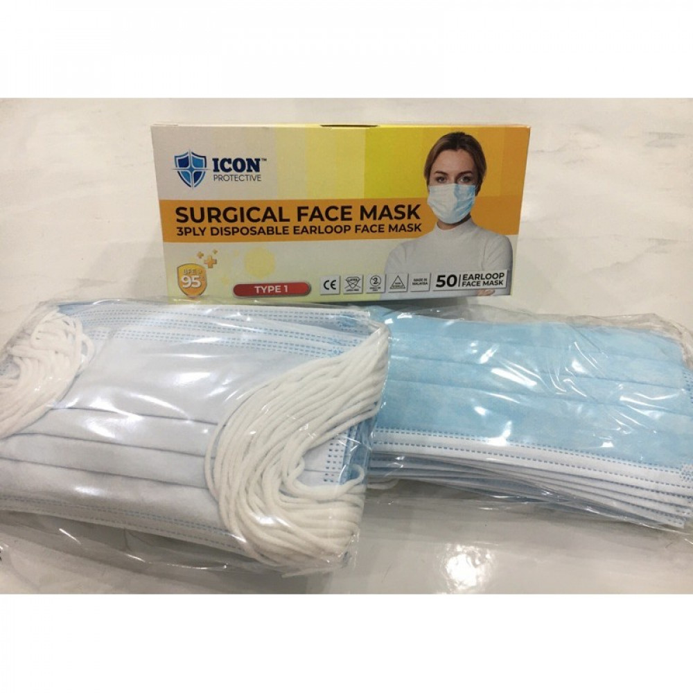 ICON 3PLY SURGICAL FACE MASK 50'S