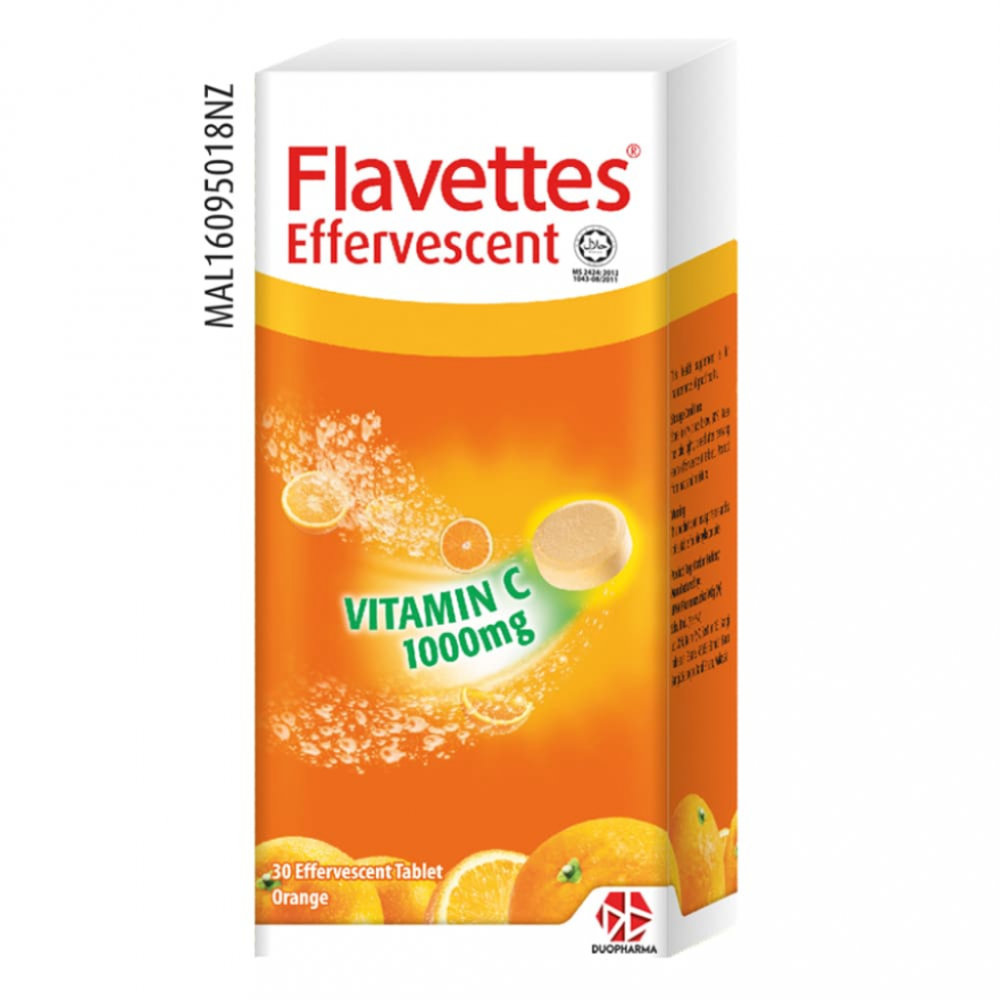 Flavettes Effervescent Vitamin C 1000mg - Orange (30's)