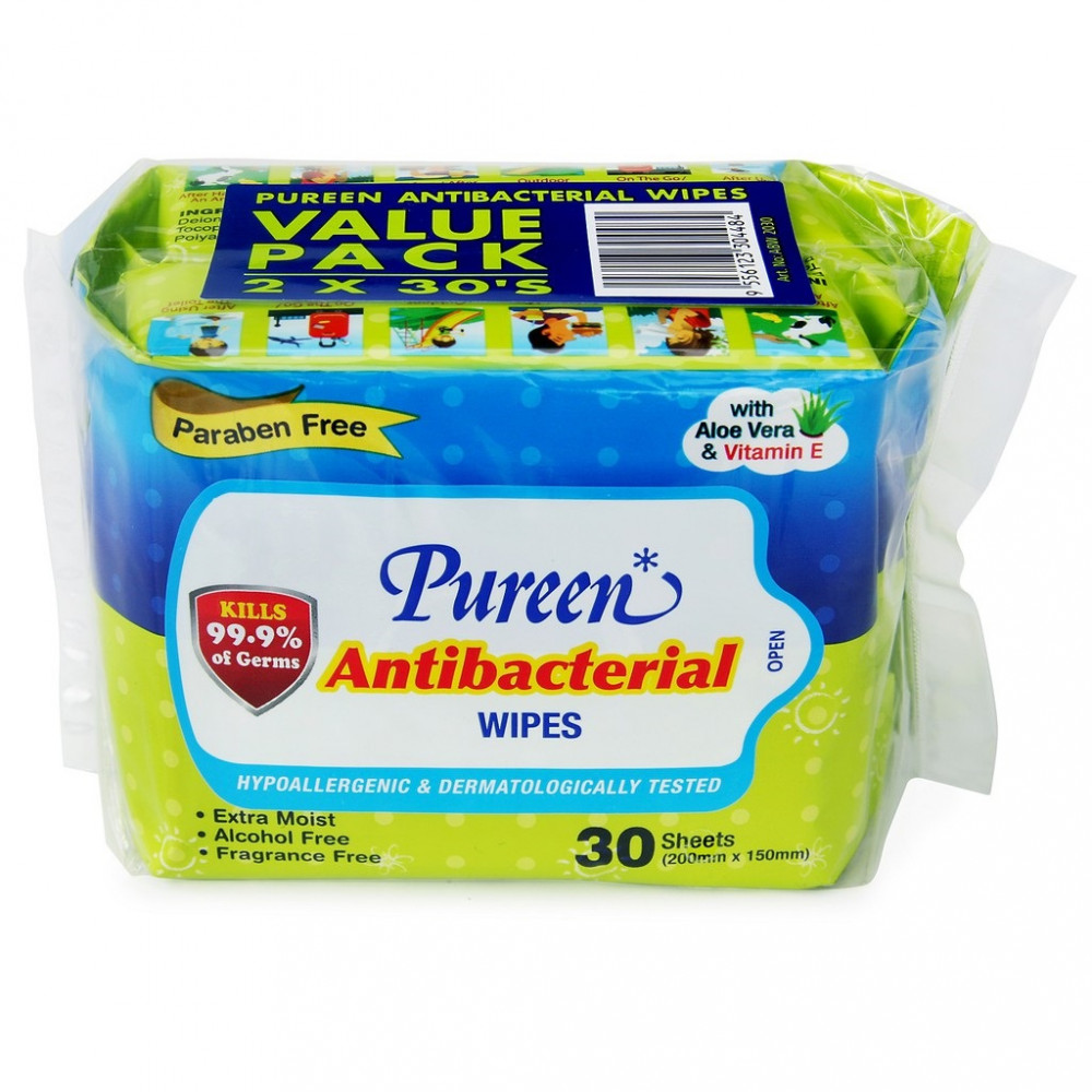 PUREEN ANTIBAC WIPES TISSUE 30'S X2								