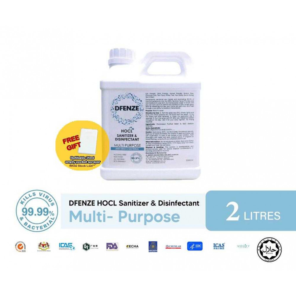 Dfenze HOCL Multipurpose Sanitizer & Disinfectant 2 Liter Dfenze HOCL Multipurpose Sanitizer & Disinfectant 2 Liter