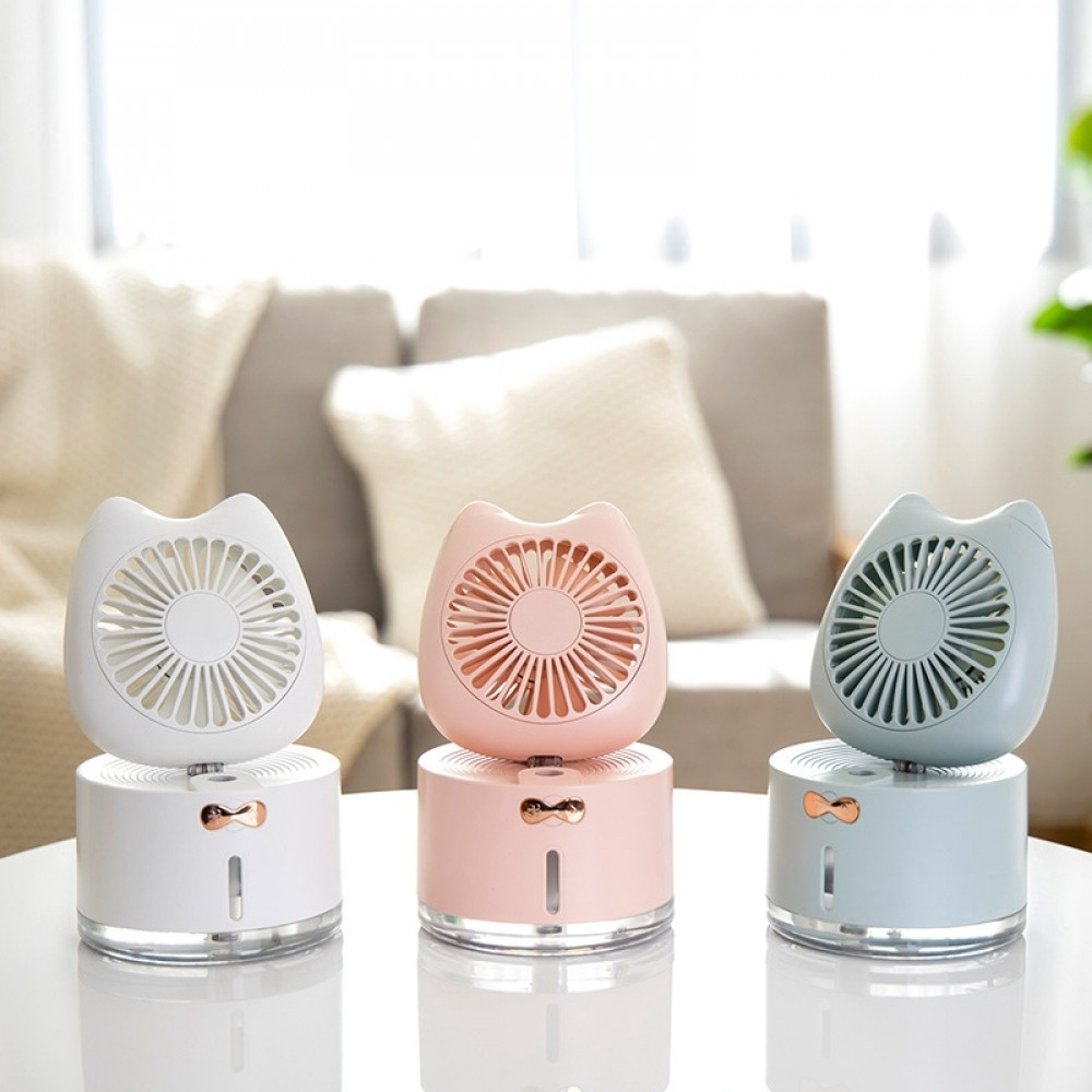 Cat Usb Mini Humidifying Fan Colorful Light Office Three in One Multifunctional Desktop Fan