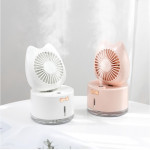 Cat Usb Mini Humidifying Fan Colorful Light Office Three in One Multifunctional Desktop Fan