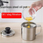 (12CM /14CM) Stainless Steel Oil Filter Pot Household Large Filter Oil Residue Cup Oil Tank Kitchen Leak-Proof Oil
