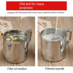 (12CM /14CM) Stainless Steel Oil Filter Pot Household Large Filter Oil Residue Cup Oil Tank Kitchen Leak-Proof Oil