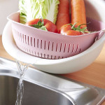 Rotating Double-Layer Fruit Washing Basket And Vegetable Basin
