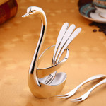 Swan Base Dinnerware Set Fruit Dessert Storage Shelf with Stainless Steel Forks/Spoon