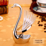 Swan Base Dinnerware Set Fruit Dessert Storage Shelf with Stainless Steel Forks/Spoon