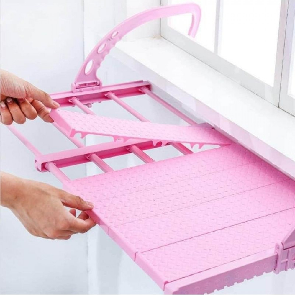 TIKTOK Multifunctional Retractable Window Shoe Rack Air Dry Storage Shelf Balcony Shoe Clothes Drying Rack Fence Security Window Brace