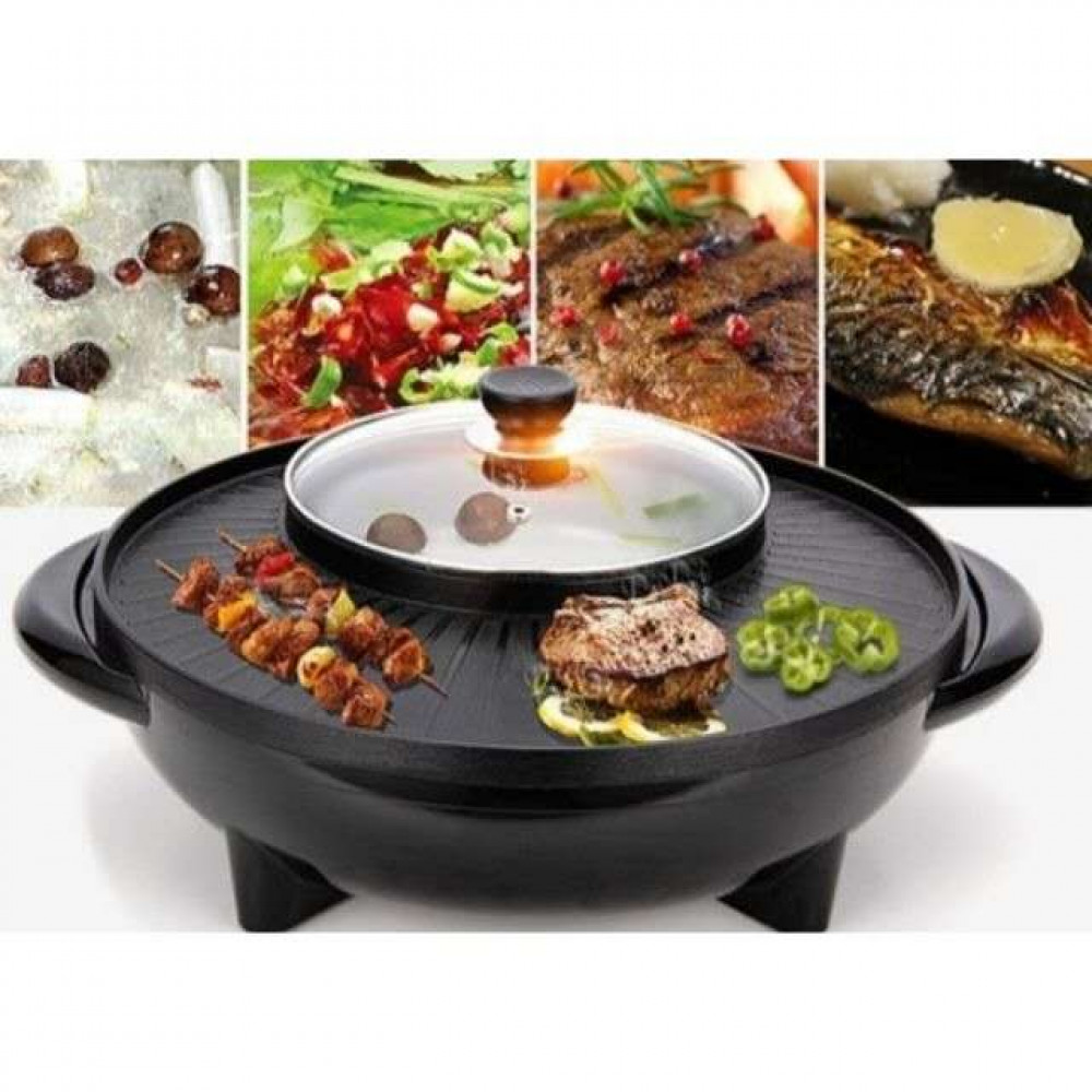 Electric Korean BBQ Grill Pan with Shabu Shabu BBQ Steamboat Hot Pot Frying Pan (2 in 1) Electric Korean BBQ Grill Pan with Shabu Shabu BBQ Steamboat Hot Pot Frying Pan (2 in 1)