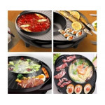 Electric Korean BBQ Grill Pan with Shabu Shabu BBQ Steamboat Hot Pot Frying Pan (2 in 1) 