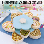 【Single / Double-Layer】 Rotating Flower Petal Candy Box Nuts Case Snack Storage Box Container