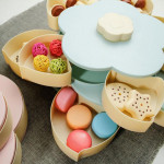 【Single / Double-Layer】 Rotating Flower Petal Candy Box Nuts Case Snack Storage Box Container