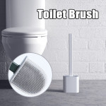 【House Partner】Silicone Flex Toilet Brush with Holder Wall-Mounted Floor-Standing Cleaning Brush Set Soft Rubber