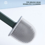 【House Partner】Silicone Flex Toilet Brush with Holder Wall-Mounted Floor-Standing Cleaning Brush Set Soft Rubber