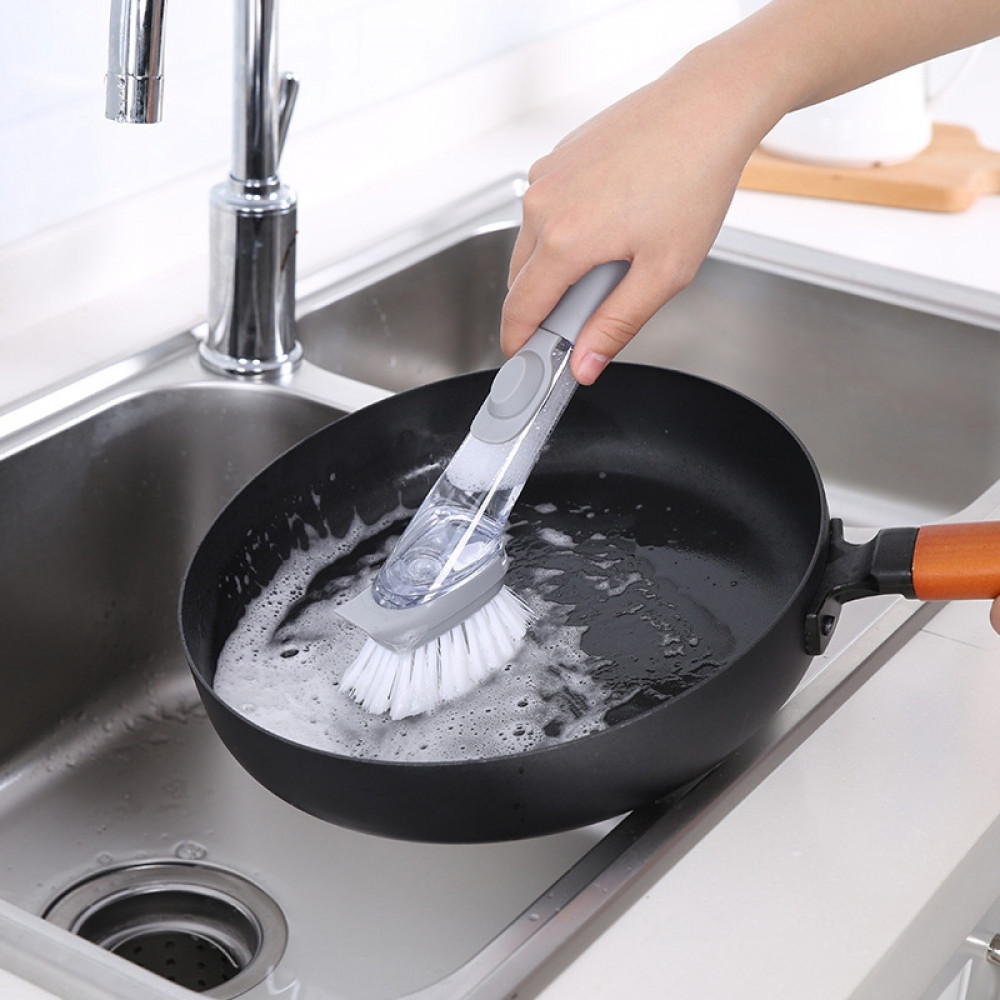 Kitchen Cleaning Brush 2In1 Long Handle Sponge Dishwashing Pan sink Scrubber