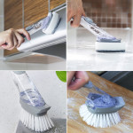 【House Partner】 Multifunction Kitchen Cleaning Brush Long Handle Dish Washing Scrub Brush Automatic Liquid Sponge Brush