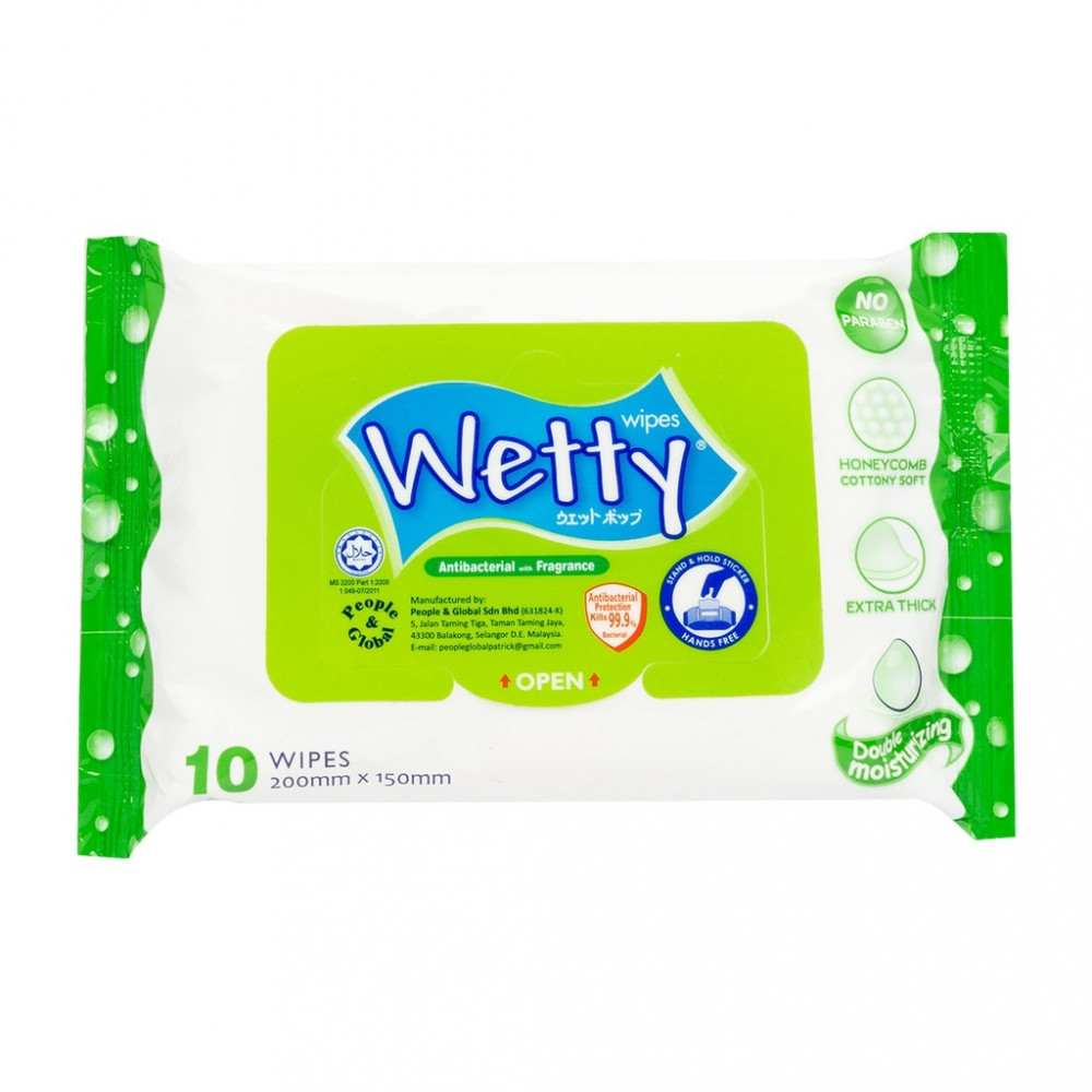 WETTY Antibacterial Wet Tissue Wet Wipes10's for Baby/ Adult 10pcs/bags WETTY Antibacterial Wet Tissue Wet Wipes10's for Baby/ Adult 10pcs/bags