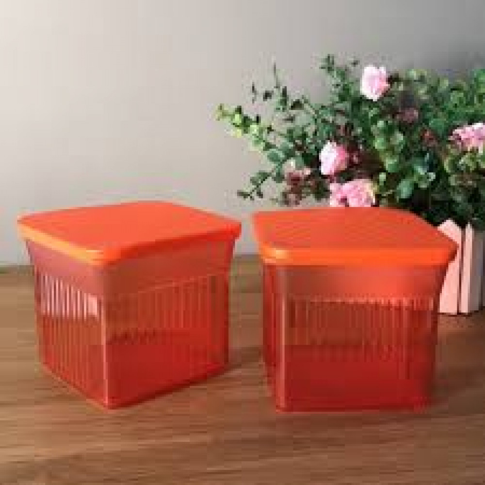 TUPPERWARE ELEGANCE SMALL SQUARE (2pcs) 510ML Orange TUPPERWARE ELEGANCE SMALL SQUARE (2pcs) 510ML Orange