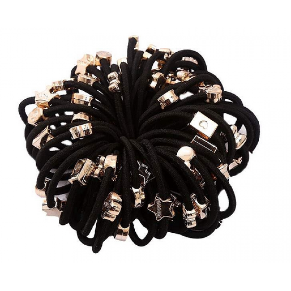 Hair Rubber Band With Gold Beads Hair Accessorie Rubber band