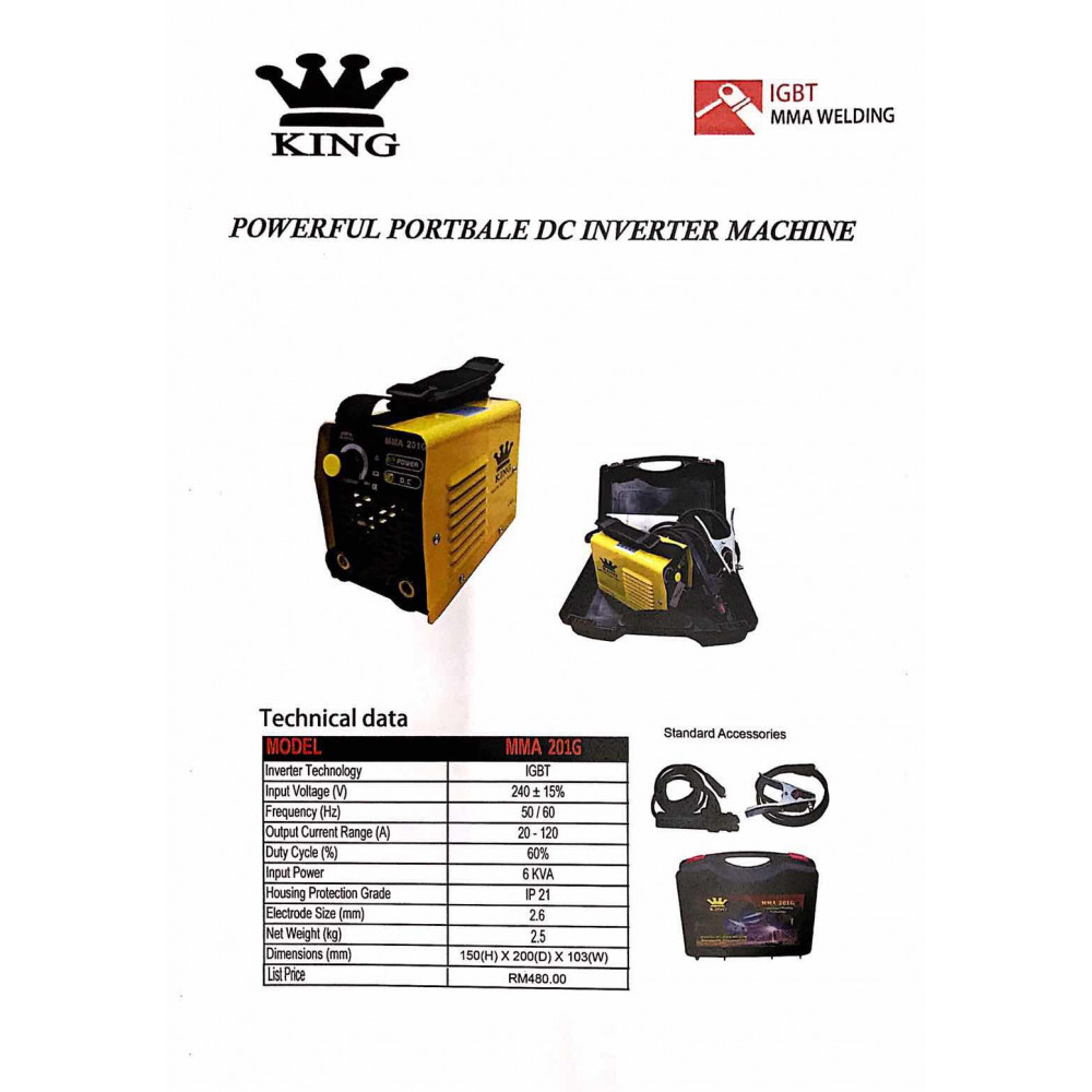 KING WELDING MACHINE MMA201G