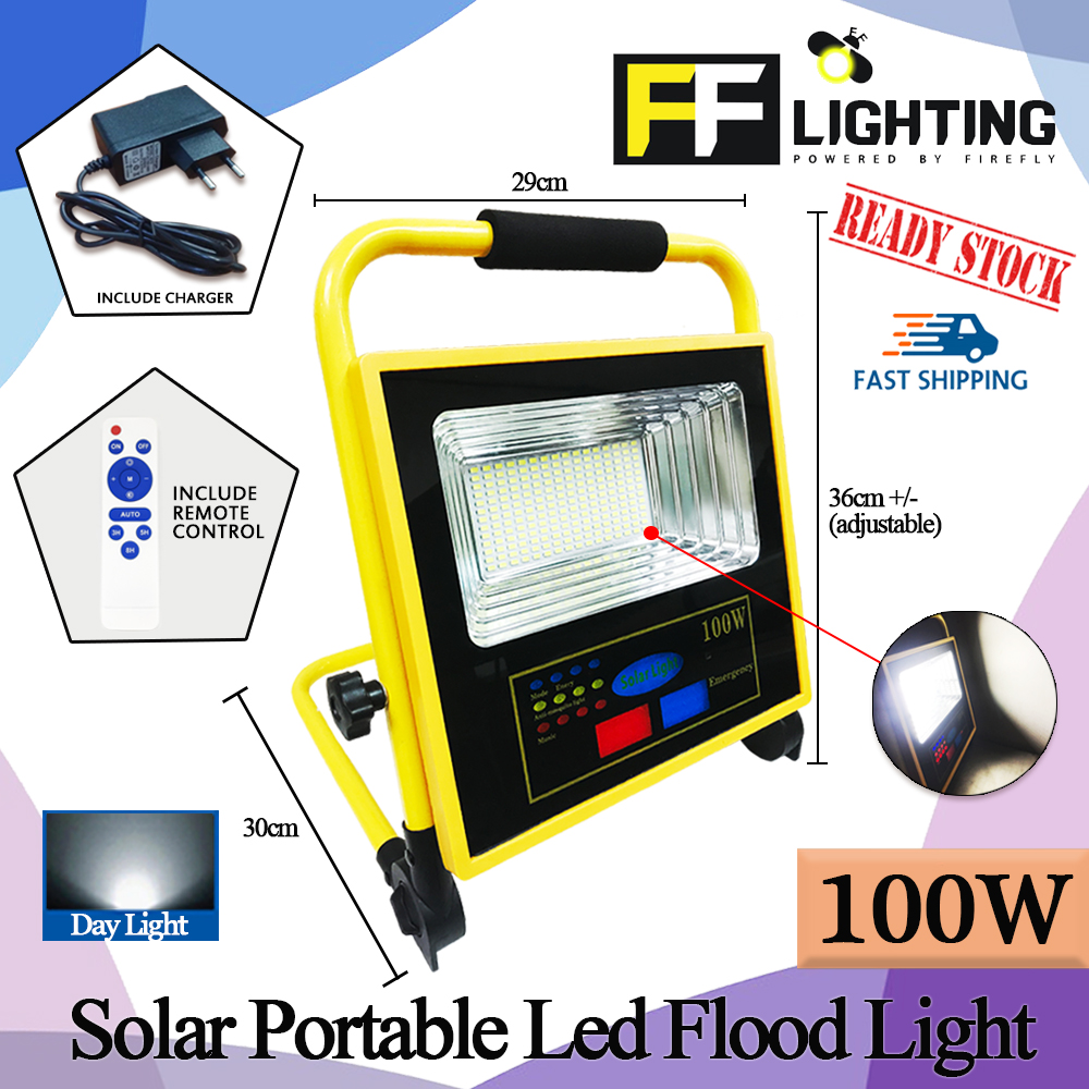 FFLighting Solar Portable Led Flood Light 100W Day Light FFLighting Solar Portable Led Flood Light 100W Day Light