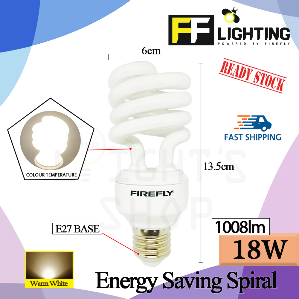 FFLighting Energy Saving Spiral 18W E27 Warm White FFLighting Energy Saving Spiral 18W E27 Warm White