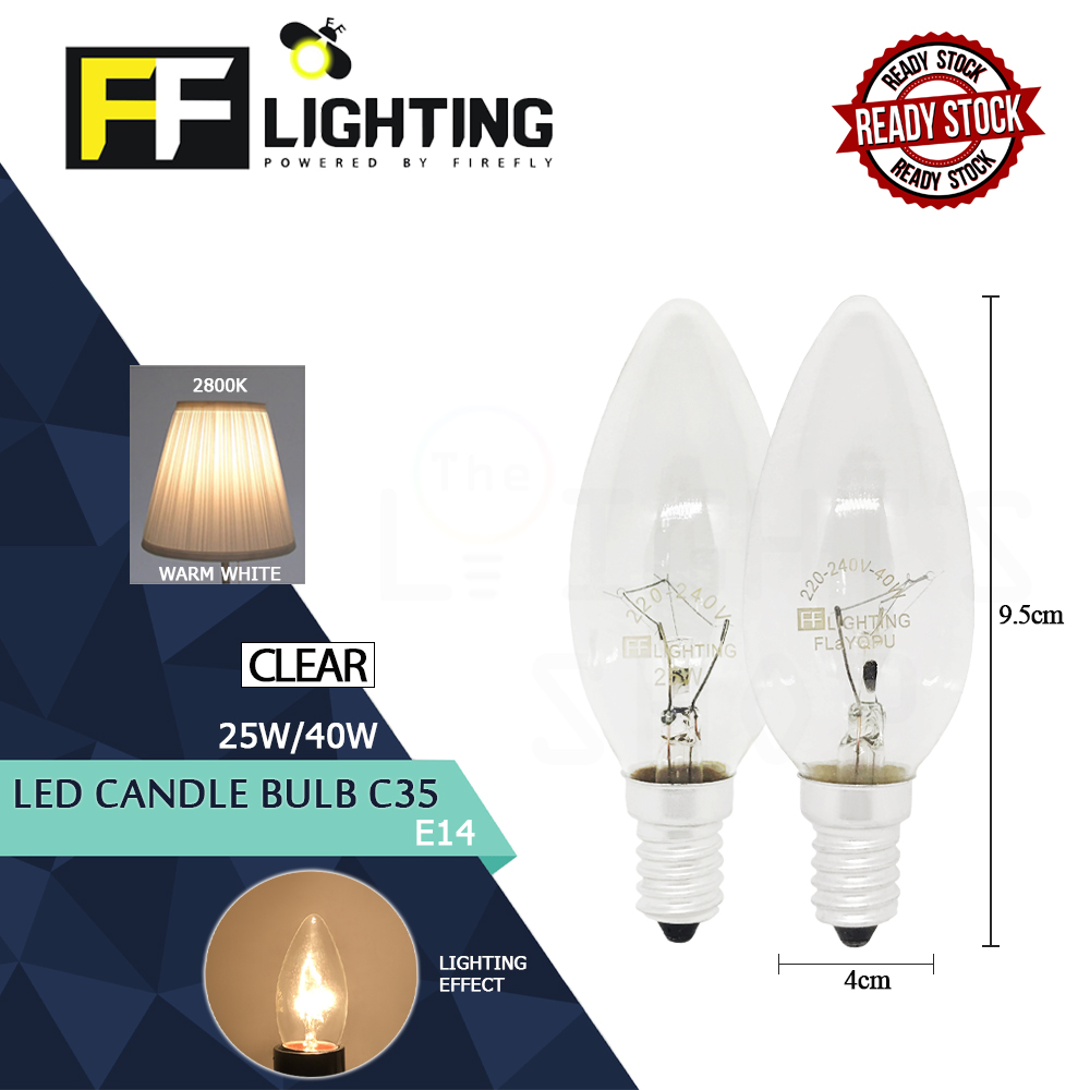 FFLighting Candle Bulb C35 25W/40W E14 Clear Warm White FFLighting Candle Bulb C35 25W/40W E14 Clear Warm White