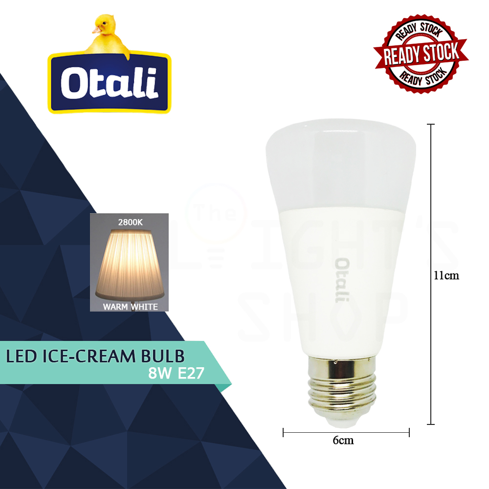 Otali Led Ice Cream Bulb 8W E27 Warm White Otali Led Ice Cream Bulb 8W E27 Warm White